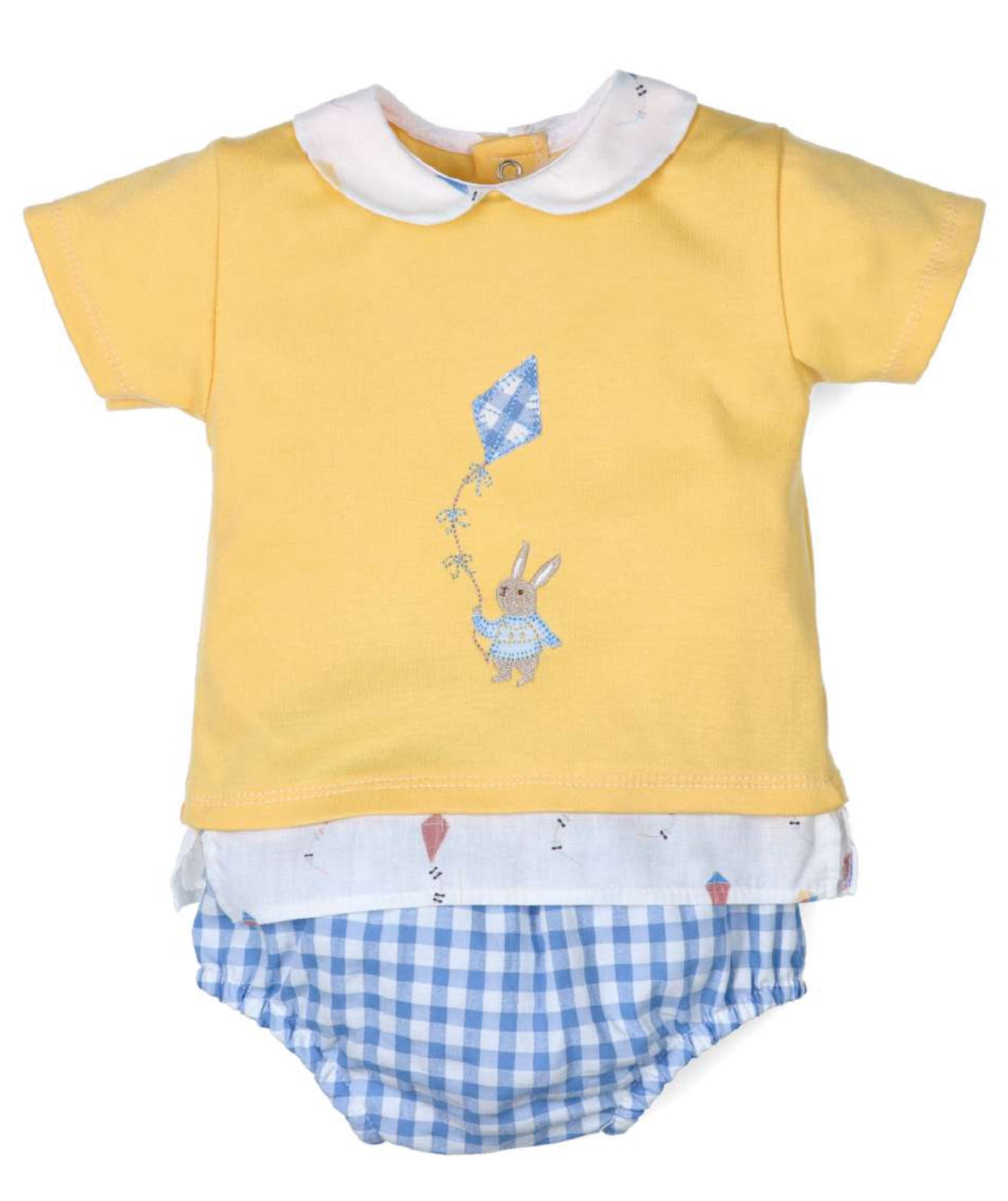 Camisa cuello bebé y Ranita vichy azul colección syra