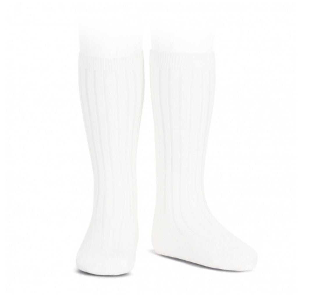 Calcetines altos básicos canalé BLANCO cóndor